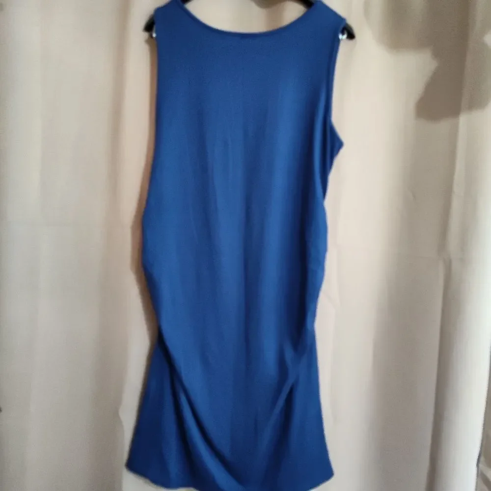Blue Ruched Sleeveless Dress Womens Plus Size 2X